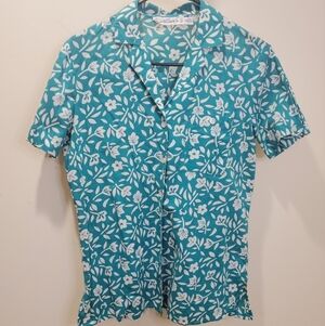 Gloria Vanderbilt tropical print 100% cotton women's shirt size 12